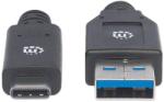 Manhattan USB3.1-C - USB3.0-A Adat- és Töltőkábel - 3 m, Fekete (354981)