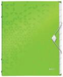 Leitz Mapa plastic cu 12 separatoare, A4, 200 coli, verde, LEITZ WOW (LZ46340054)
