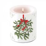 Ambiente Karácsonyi átvilágítós gyertya 10x10xcm Mistletoe with bow