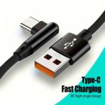 UGREEN USB A към USB Type C кабел на 90 градуса, до 80 W бързо зареждане, найлонова оплетка