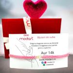 Modart Bratara inimi aur, bebe/dama/copil/bebelus, piesa aur 14k, snur reglabil gros impletit sau snur simplu, mini figurina 2 inimi, hearts, auriu (1467)