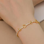 Modart Bratara tennis argint placat cu aur LOVE, dama, argint 925, pietre albe 3 mm, reglabila, 8, 2 gr (1225)