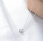 Modart Lantisor cu pandantiv din argint, dama, argint 925 rodiat/argint 925 placat cu aur, cristal alb rotund 7mm, 40+5 cm, 2, 59 gr (1297)