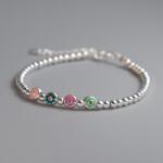 Modart Bratara bile si charm-uri colorate din argint, dama, argint 925, bilute 3 mm, argintiu, 3, 78 gr (1418)