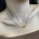 Modart Lant din argint placat cu aur si cristale albe, dama, argint 925, inchidere reglabila, lant, auriu, 7, 41gr (939)