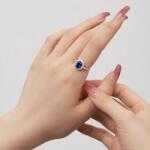 Modart Inel argint cu piatra albastra, dama, argint 925, model statement, zirconii albe, cristal albastru safir, argintiu, 3, 13 gr (1287)
