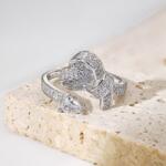 Modart Inel reglabil funda mare din argint, dama, argint 925, cristale albe, argintiu, 3, 72 gr (1430)