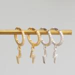 Modart Cercei argint hoops fulger, rotunzi, cristale albe, dama, argint 925/argint 925 placat cu aur, argintiu/auriu, 1, 36 gr (1382)