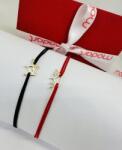 Modart Set bratari aur cupluri, aur 14k, dama/barbat, coronita rege si regina, snur reglabil rosu/negru, auriu (1343)