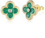 Modart Cercei argint placati cu aur, dama, argint 925 placat cu aur, sidef verde, auriu, 2, 14 gr (1048)