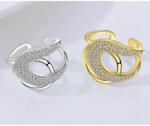 Modart Inel elegant reglabil din argint, dama, argint 925 rodiat/argint 925 placat cu aur, bijuterii elegante din argint pentru femei, lat cu zirconii albe, argintiu/auriu, 5, 24 gr (1474)