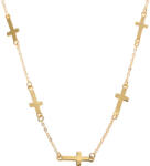 Modart Lant cu cruce aurita din argint placat cu aur, lantisoare cruciulite cross, dama, argint 925, pandantiv cruce, 40 + 5 cm, auriu, 2, 45 gr (1294)