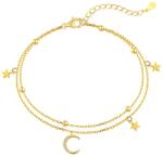 Modart Bratara argint, dama, argint 925 placat cu aur, luna si stele, auriu, 1, 69gr (913)