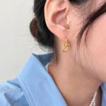 Modart Cercei argint dubli in forma de U, cercei femei, model brand celebru, bijuterii femei, dama, argint 925 placat cu aur/argint 925, u links, 2, 81 gr (1420)