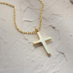 Modart Lantisor cruce simpla din argint placat cu aur, bijuterii pentru femei cu cruciulita, talisman, dama, argint 925 aurit, pandantiv cruce, fara pietre, 2, 88 gr (1003)