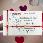 Modart Set bratari de aur mama si copil, bebe/bebelus, aur 14k, snur reglabil rosu, mini figurina ingeras (1197)