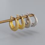Modart Cercei hoops din argint cu model rotund, dama, argint 925/argint 925 placat cu aur, argintiu/auriu, 18 mm, 3, 99 gr (1383)