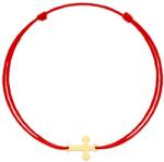 Modart Bratara cruce din aur 14k, dama/copil/barbat/bebelus, aur 14k, snur rosu reglabil, mini figurina cruciulita, auriu (878)
