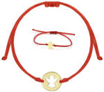 Modart Set 2 bratari de aur mama si copil/bebe/bebelus, bratara talisman deochi nou nascut, aur 14k, banut decupat 12 mm si ingeras, snur de matase reglabil, figurina inger, aur galben (1480)