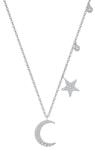 Modart Lantisor argint, dama, argint 925, luna si stea, zirconii albe, 2, 46 gr, argintiu (867)