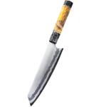 HARAHU Cuțit de bucătărie Damasc Fujisawa - Kiritsuke/Negru/Galben KP27632