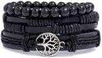 HARAHU Brățări pentru Bărbați Silver Tree of Life - Negru KP33179