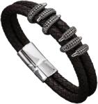 HARAHU Brățară bărbătească HA-33330 - Maro închis / Argintie KP33330