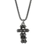 HARAHU Colier Chain Cross - Negru / Argintiu KP29313