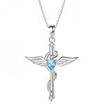 HARAHU Colier Wing Cross - Argintiu / Albastru KP28838
