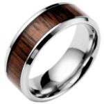 HARAHU Inel Wooden - Arg. / Maro închis / 59mm KP17176