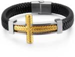 HARAHU Brățară Big Cross - Negru/Argintiu/Auriu KP32507