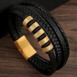 HARAHU Brățară bărbătească GI-33325 - Neagră / Aurie KP33325