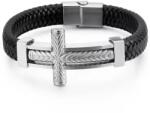 HARAHU Brățară Big Cross - Negru/Argintiu KP32504