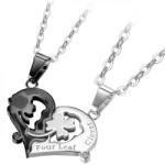 HARAHU Colier Four Leaf Clover - Negru / Argintiu KP21666
