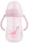 KikkaBoo Чаша със силиконовa сламка KikkaBoo - Dino World, Pink, 300 ml (31302030076)