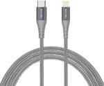 Nevox LC-1886 USB-C Apa - Lightning Apa 2.0 Adat és Töltőkábel - 2 m, Szürke