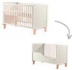FreeON Patut din lemn bebe, 120x60 cm, Transformabil, Cu bariera de siguranta, White, FreeON, Ava (49164)