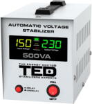 TED Electric Stabilizator de tensiune TED Electric monofazat 300W 230V cu 2 iesiri Schuko, sinusoidala pura, ecran LCD (A0112901)