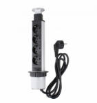 OMU system POP7 4G bútorba építhető süllyeszthető kihúzható rejtett elosztó 4x2+F schucko dugalj ezü (POP7 4G)