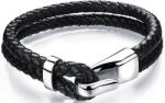Troli Brățară din piele neagră cu cârlig din oțel Leather