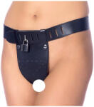 Rimba - nyitott bőr erényöv (fekete) - szexaruhaz