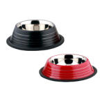 Agility Bol pentru hrana animale cu suport gumat, Agility diametru 15.5 cm, Rosu Negru 200 ml