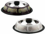 Agility Bol pentru hrana animale cu suport gumat, Agility, model zebra, diametru 19 cm, Alb Maro, 400 ml