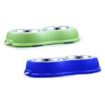 Agility Bol dublu pentru hrana animale, Agility, diametru bol 11 cm, Albastru Verde 200 ml