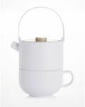Bredemeijer Tea-for-one Umea Kerámia Teáskanna Bambusz Fedéllel - 0.5 L, Fehér
