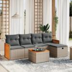 vidaXL 6 részes szürke polyrattan kerti ülőgarnitúra párnákkal (3265729)