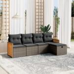 vidaXL 5 részes szürke polyrattan kerti ülőgarnitúra párnákkal (3265722)