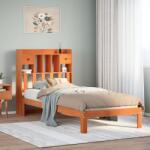 vidaXL barna tömör fenyőfa könyvespolcos ágy matrac nélkül 100 x 200cm (3322617)