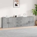vidaXL 3 db betonszürke szerelt fa tálalószekrény (3185403)