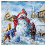 Paw Decor Collection Karácsonyi szalvéta - hóember építő gyerekek (VR-SDL231600)